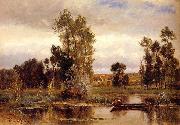 Charles-Francois Daubigny Boat on a Pond oil